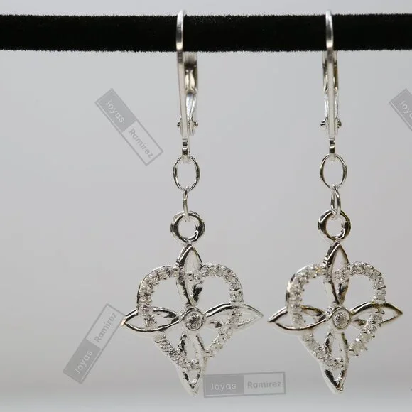 Mystic Knot & Heart Earrings in .925 Sterling Silver • Symbolic Feminine Design. - Picture 1 of 6